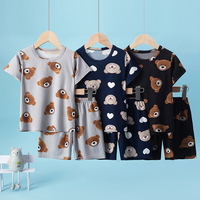 2-Pcs Children's Casual Cute Home Service Suit Boy Casual Joker Bear Print Short Sleeve Girl Comfortable Joker Sweet Shorts Suit
