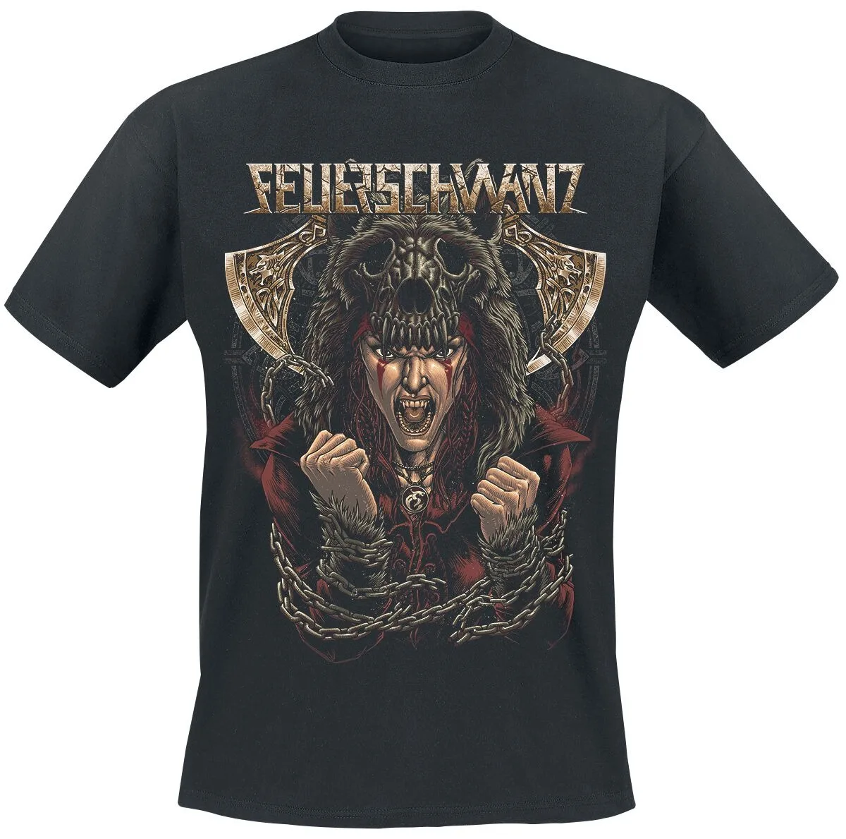 Unisex Cotton T-shirt Feuerschwanz Bastard Von Asgard Berserker Graphic Tee Folk Metal Streetwear