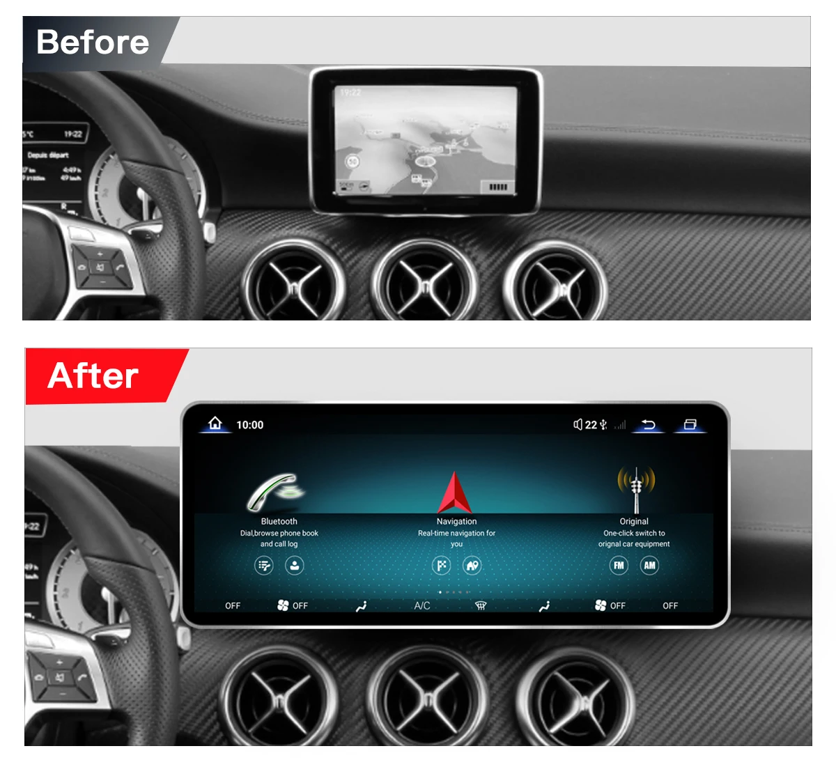 2400*900 12.8 ''لاسلكي CarPlay أندرويد 14 راديو الوسائط المتعددة لمرسيدس بنز الفئة W176 GLA CLA X156 C117 NTG 4.5 5.0 شاشة