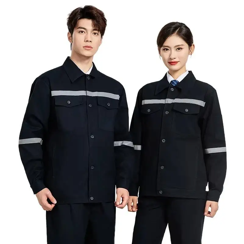 Men’s Factory Workshop Reflective Strip Workwear Suit Print Logo Customized Personalized Coal Mine WeldingCotton Jacket Uniform