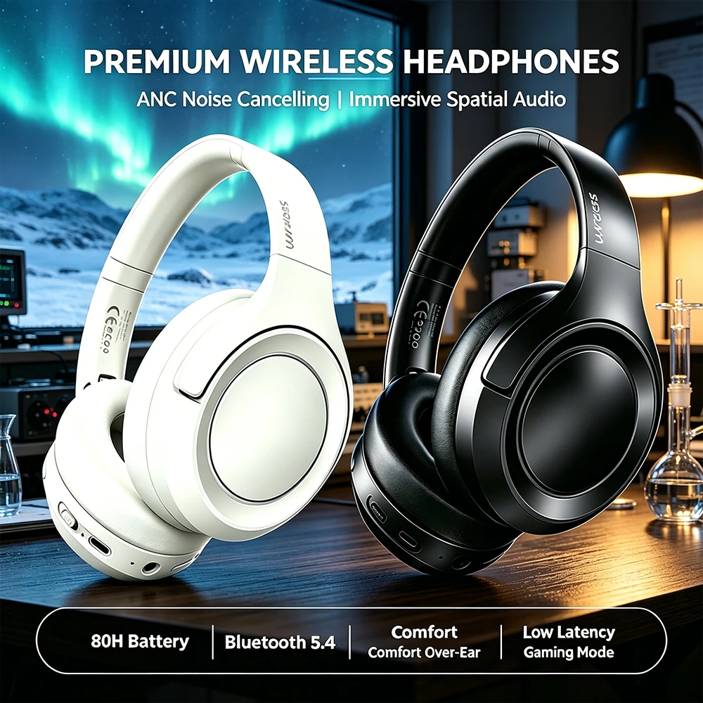 Anc Wireless Over Ear Headphones - Беспроводные накладные наушники ANC, складная Bluetooth-гарнитура,