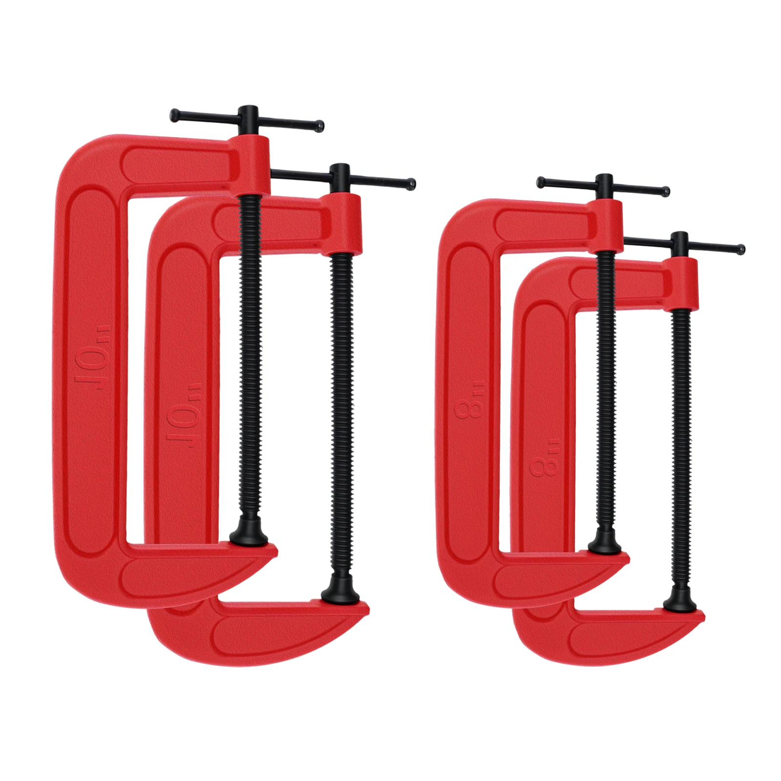 4 pcs 8 inch and 10 inch Ductile Cast Iron C-Clamp Set for Woodworking Tools, Adjustable Jaws
