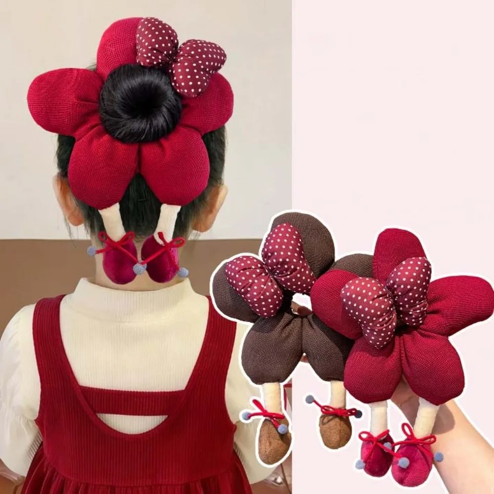 

Personalized Cartoon Flower Bow Hair Ring Cloth Cute Cotton Filled Scrunchies Elastic Headwear Bun Rubber Bands Travel