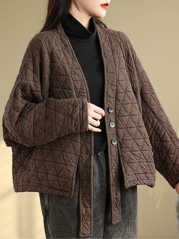 

Women Clothing Autumn Winter Korean Style Oversized Female Short Parkas Coat Irregular Batwing Sleeve Cardigan Tops JJ826