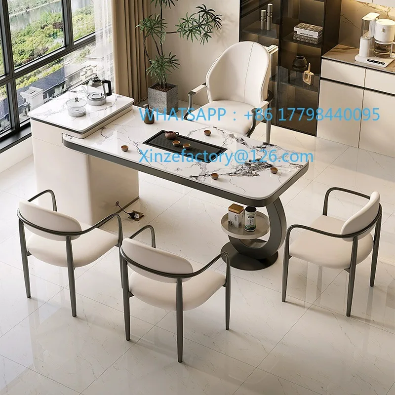 Anpassbare italienische Kung-Fu-Teetisch- und Stuhlkombination, einfacher, moderner Teetisch aus Steinplatten, leichter Luxus-Tee