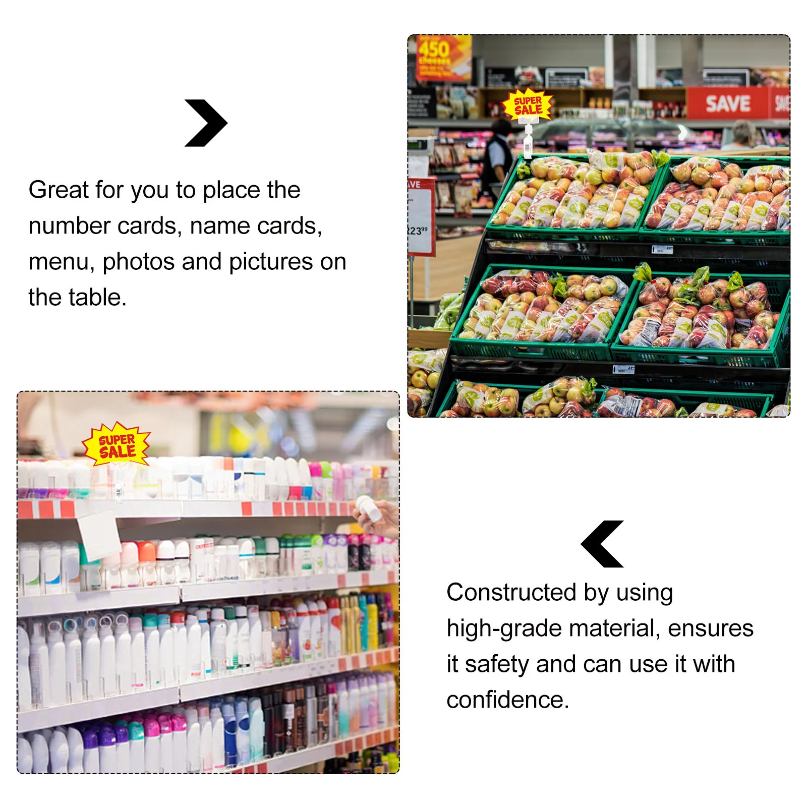 

10Pcs Reusable Price Tag Clips Quality Plastic Material Sign Holders Portable Lightweight for Merchandise Display