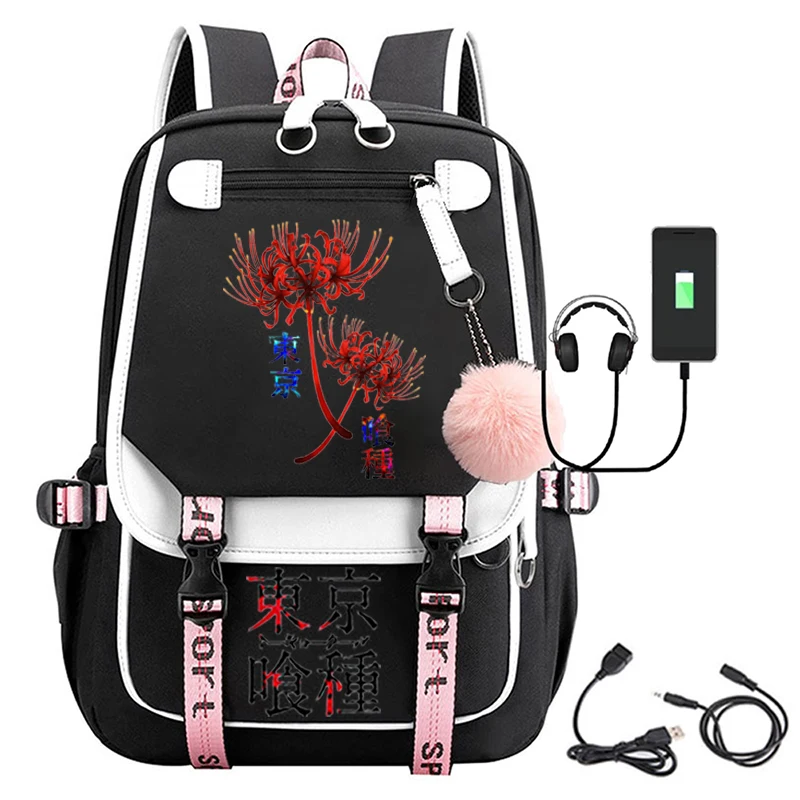 Ladies Anime Tokyo Ghoul School Bag Zipper Laptop Soft Back Travel School Bag