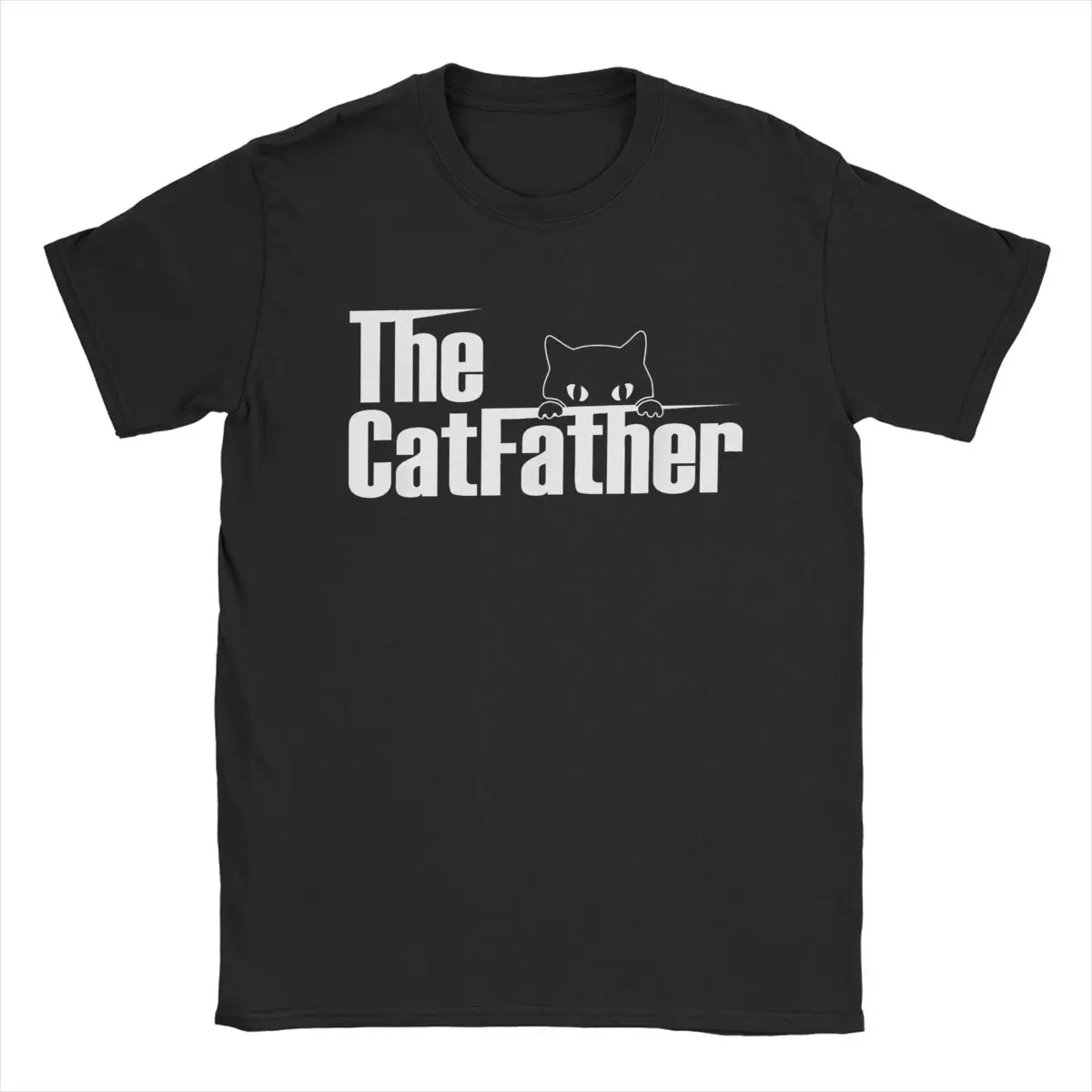 The Catfather Men T Shirts Funny Tee Shirt Short Sleeve Crew Neck T-Shirt 100% Cotton Big Size Tops