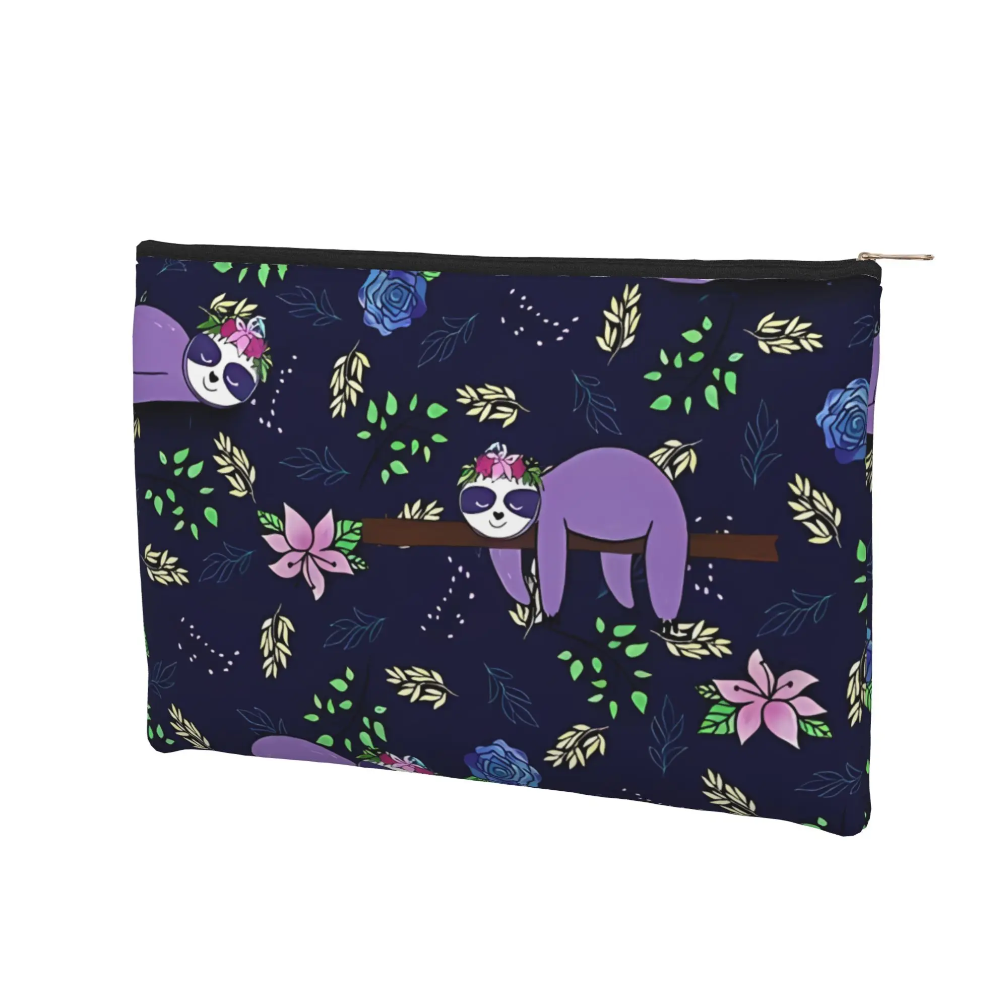 Foldable Yoga Lazy Sleeping Sloth Lover Makeup Bag Toiletry Bag with Zipper Travel Cosmetic Pouch