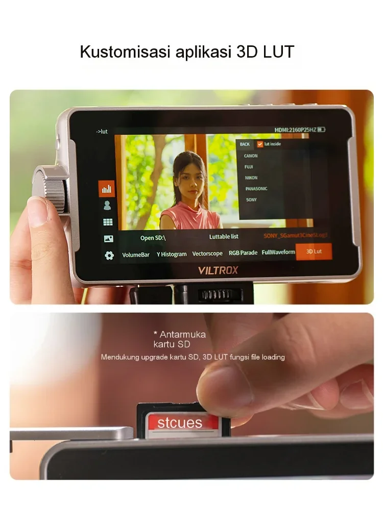 Viltrox DC-V1 4K HD 카메라 비디오 LCD 모니터 디스플레이 필드, 캐논 니콘 소니 DSLR 카메라용, 5.5 인치