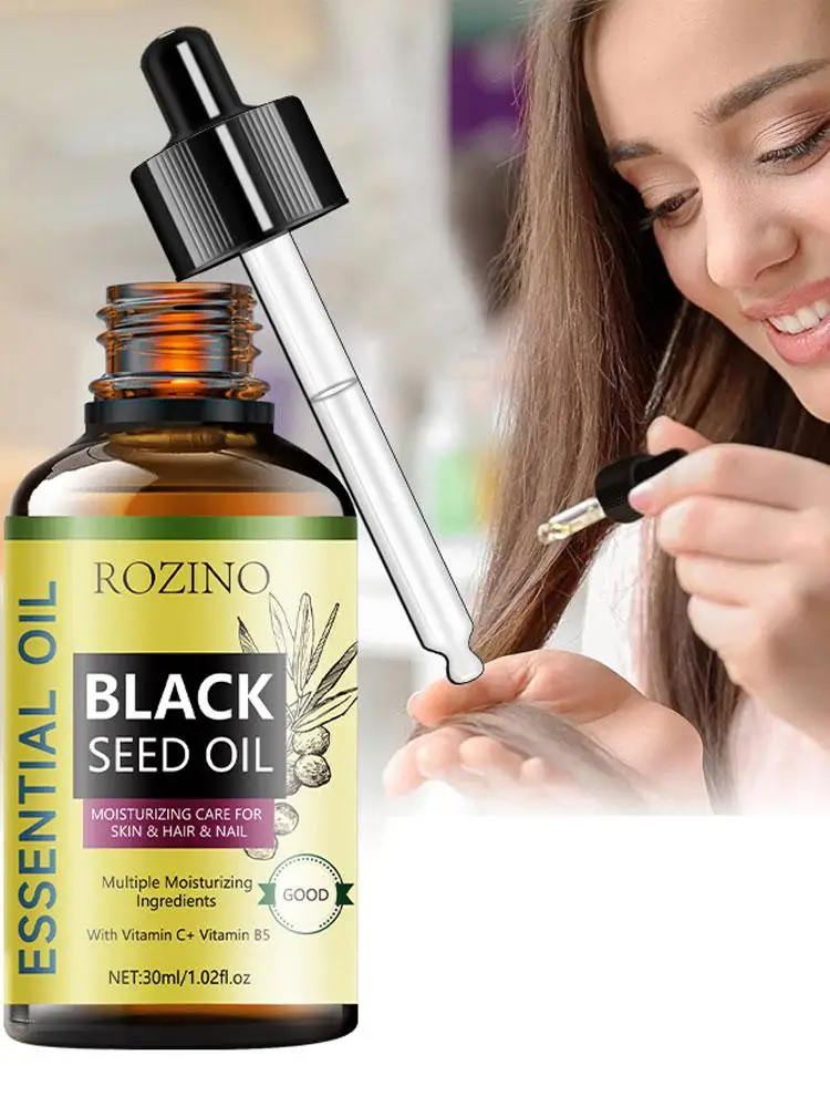 Huile capillaire à graines noires, brume de croissance, renforce les racines des cheveux, nourrit, hydratant, prévient les pointes fourchues, réparation de l'huile capillaire, brillant