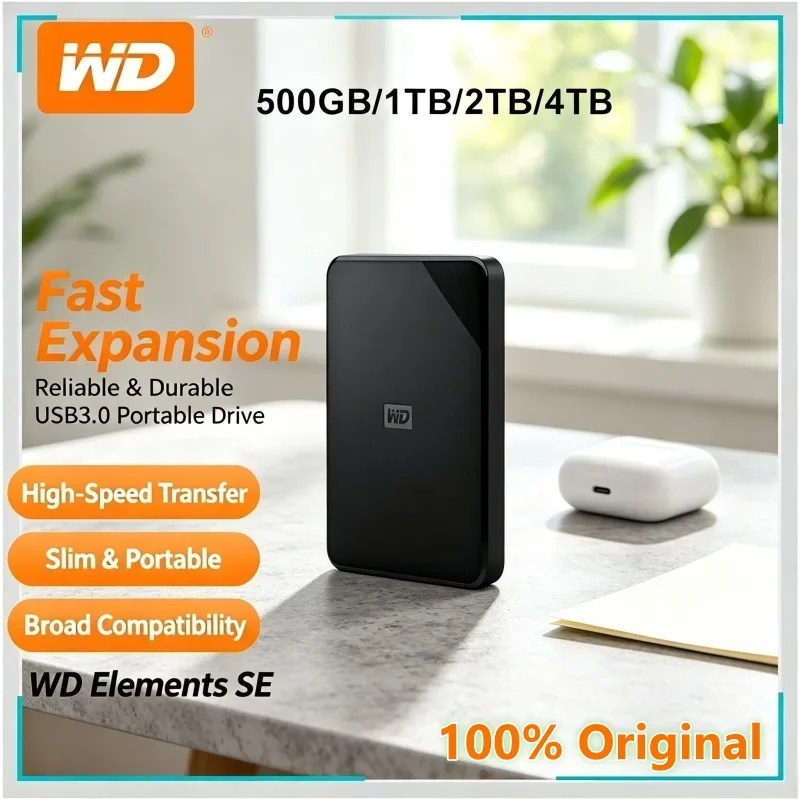 Western Digital WD Elements 5TB 4TB 2TB 1TB 2.5" USB3.0 External Hard Disk Portable Hard Drive HDD For Desktop PC Laptop