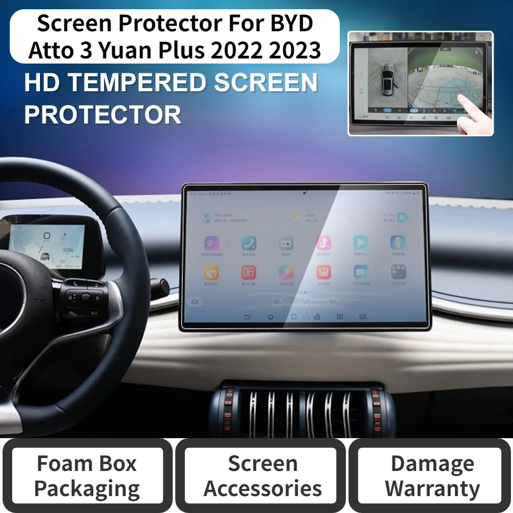 Touch Screen Protector For BYD Atto 3 Yuan Plus Seal Dolphin 2022 2023 2024 Tempered Glass 12.8 15.6 Inch Navigation Protection