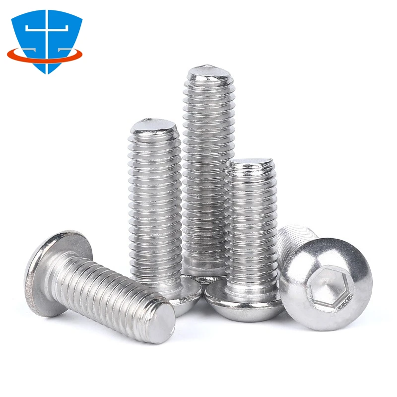 10pcs 1/4 3/8 5/16 2# 4# 6# 8# 10# 304 Stainless Steel Anglo American Round Pan Head Hexagon Socket Screw Button Head Allen Bolt