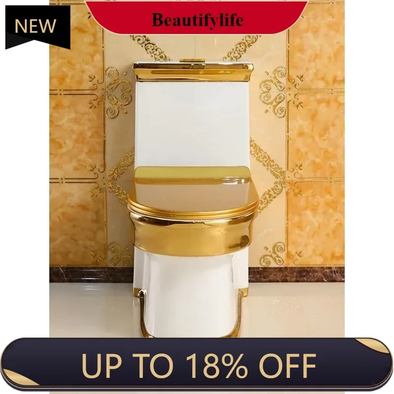 

Z189 new style Household Luxury Gold Flush Toilet Siphon Water-Saving European Gold Wire Toilet Ceramic Color Retro Toilet ss