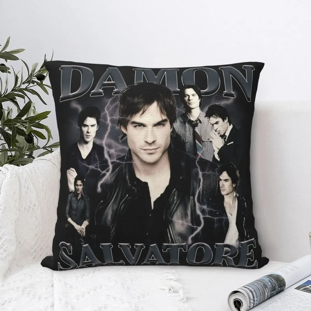 Damon Salvatore Pillowcase Soft Cushion Cover Decor The Vampire Diaries Ian Somerhalder Tv Series Throw Pillow Case Cover Bed