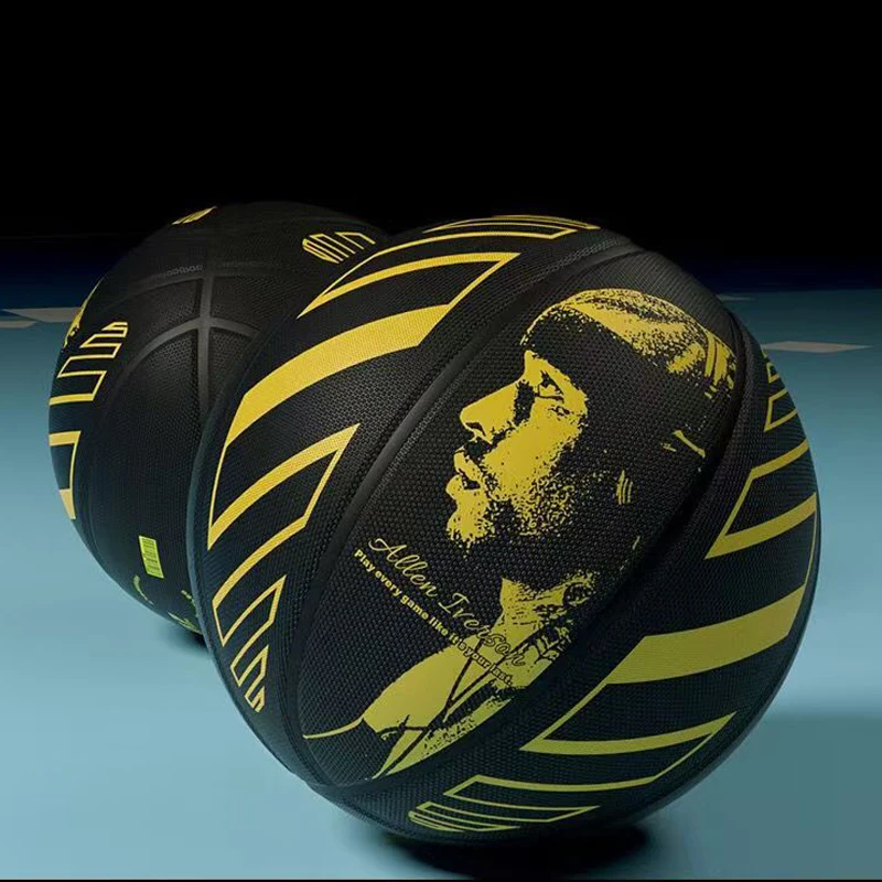 アレン・アイバーソン ブラック ゴールド バスケットボール 公式サイズ 7 PU 素材 高品質 屋外 屋内 スポーツ マッチ トレーニング ボール