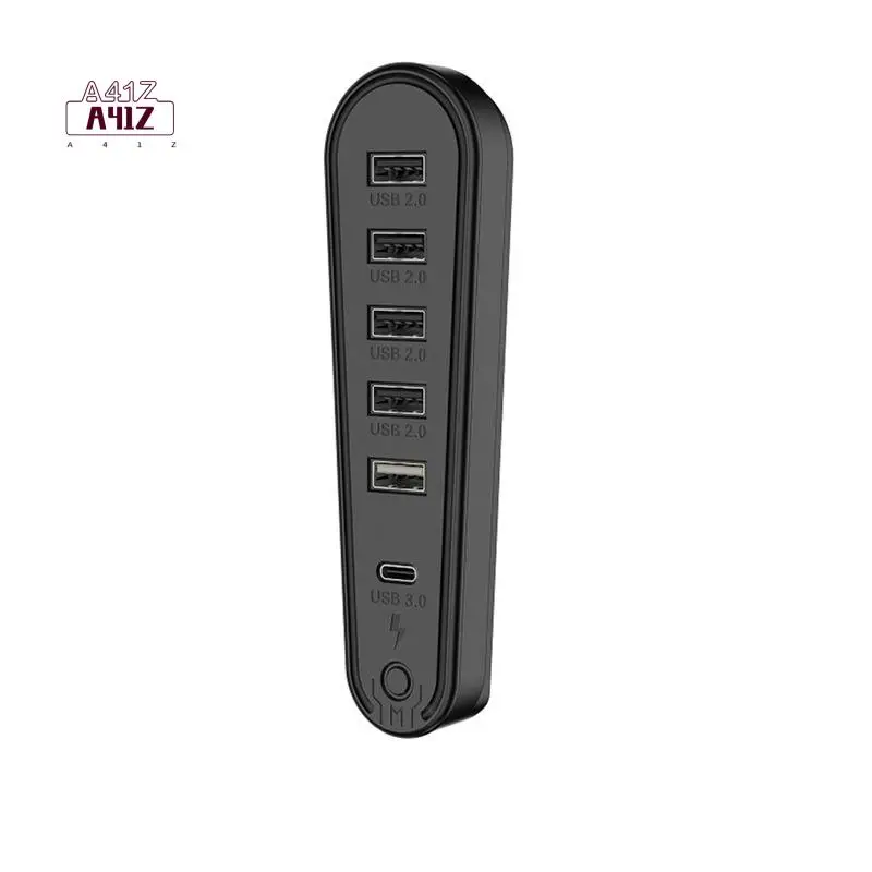 A41Z-6-In-1 USB 2.0 HUB For PS5 PRO/Slim Host USB Expansion Hub Splitter Data Transmission Extender With RGB Light