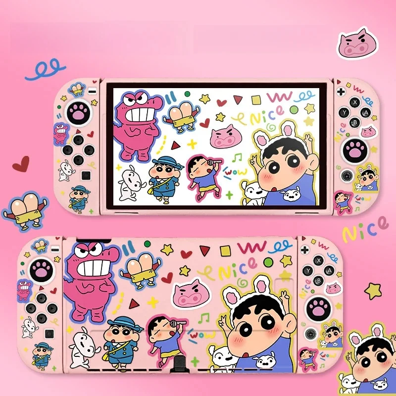 Kawaii Cartoon Crayon Shin-Chan Protective Case for Nintendo Switch 2/ Switch1/OLED Split Shell Console Accessories Gaming Cover
