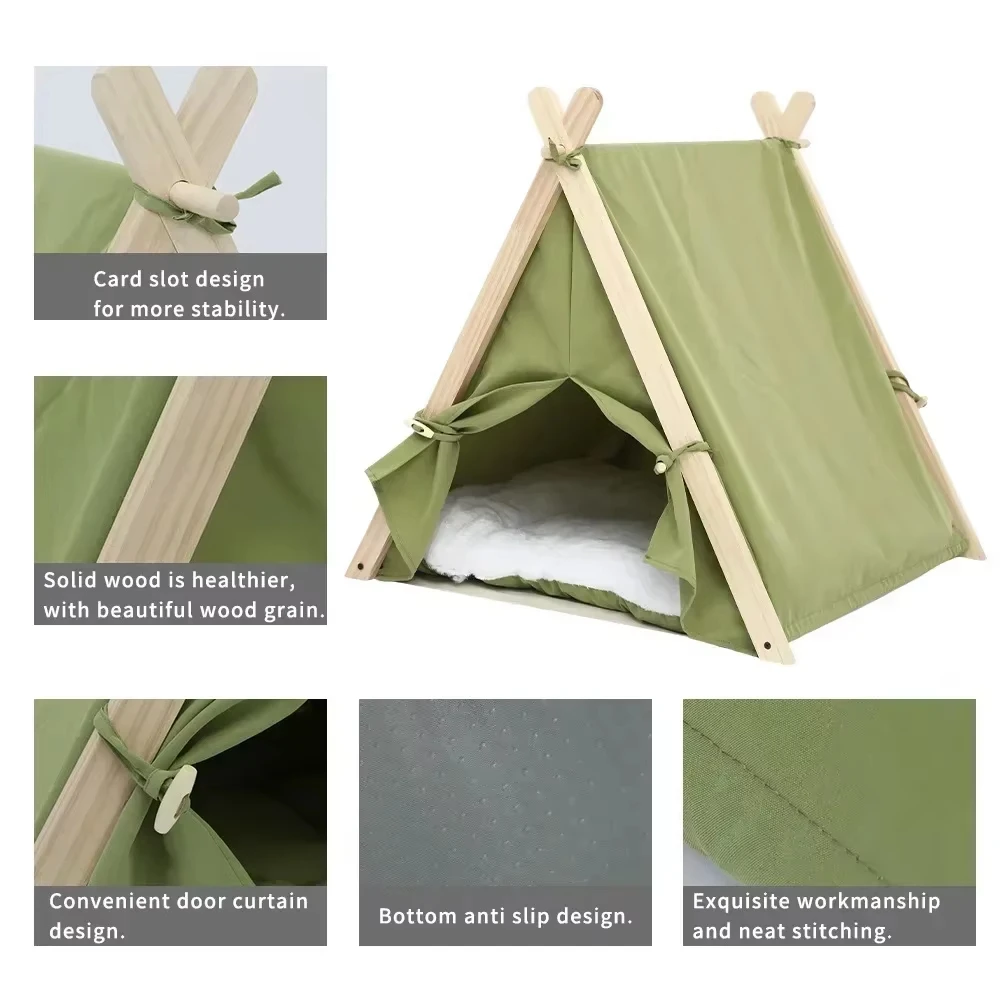 Portable Foldable Cat Tent with Cushion Teepee Pet House Indoor Outdoor Bed for Kitten Puppy Small Dog Cat Shelter - view 5