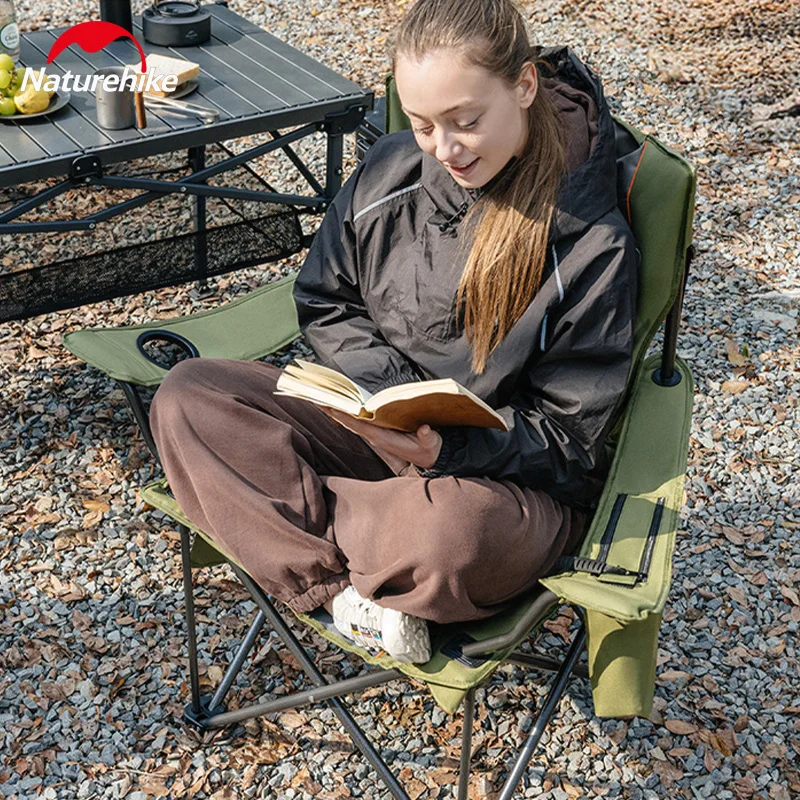 Naturehike 2 Stück Ultraleichte Campingstühle, Klappbare Angelstühle mit Isolierter Kühlfach-Funktion, Outdoor-Campingmöbel mit Breiter Sitzfläche
