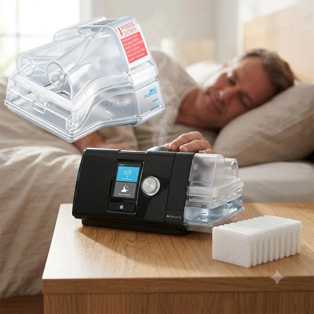 Water Chamber for AirSense 10 & AirCurve 10, Replacement Water Tank with 10 Packs Filters, Reliable Seal & Easy Install S10 CPAP