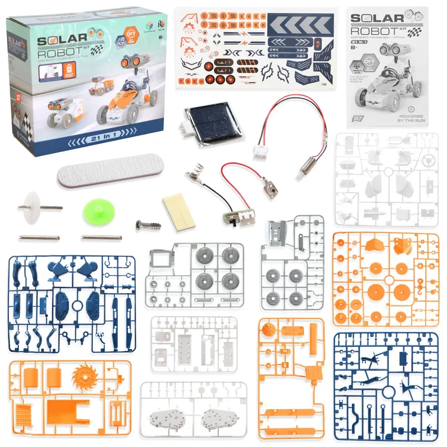 Brinquedos solares para crianças diy brinquedos montados 21 em 1 carro movido a energia solar robô programação ciência elétrica educação brinquedos
