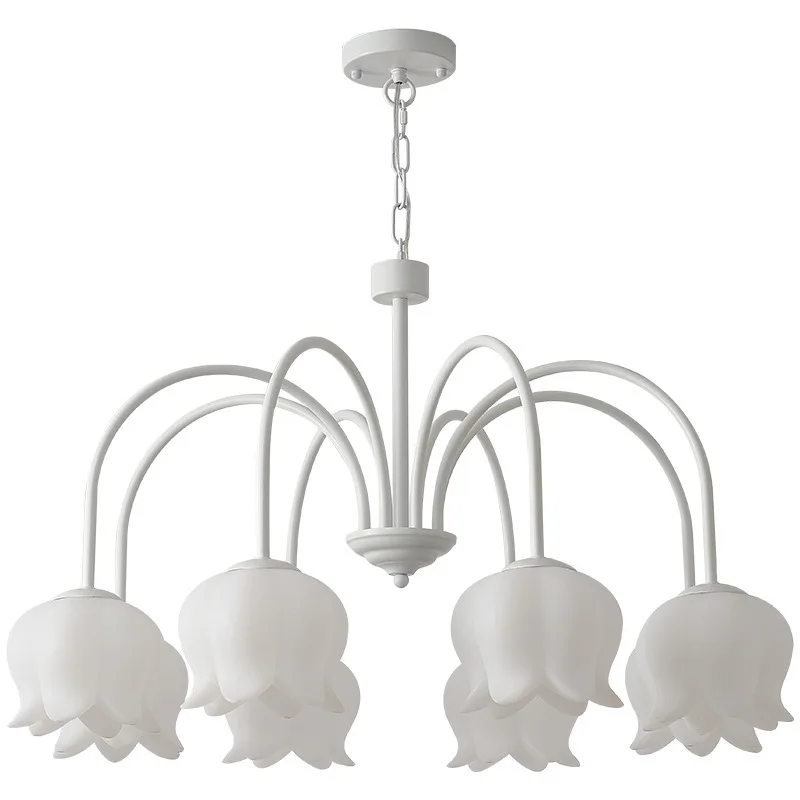 

French Internet celebrity warm living room chandelier, white lily of the valley, cream wind