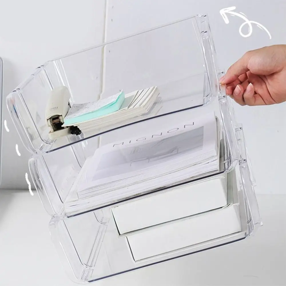 Multifunctional Minimalism File Storage Tray INS Style Durable A4 File Rack Stackable Desktop Organizer Home Office