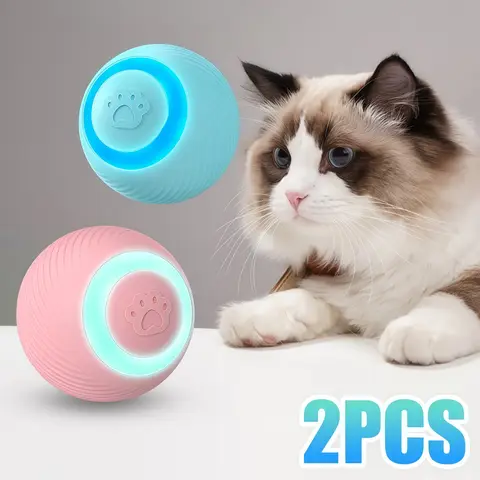 Cat Interactive Ball Toy Training Self-moving Kitten Electric Cat Ball Toys with Light USB Rechargeable Smart Pet Magic Ball Toy