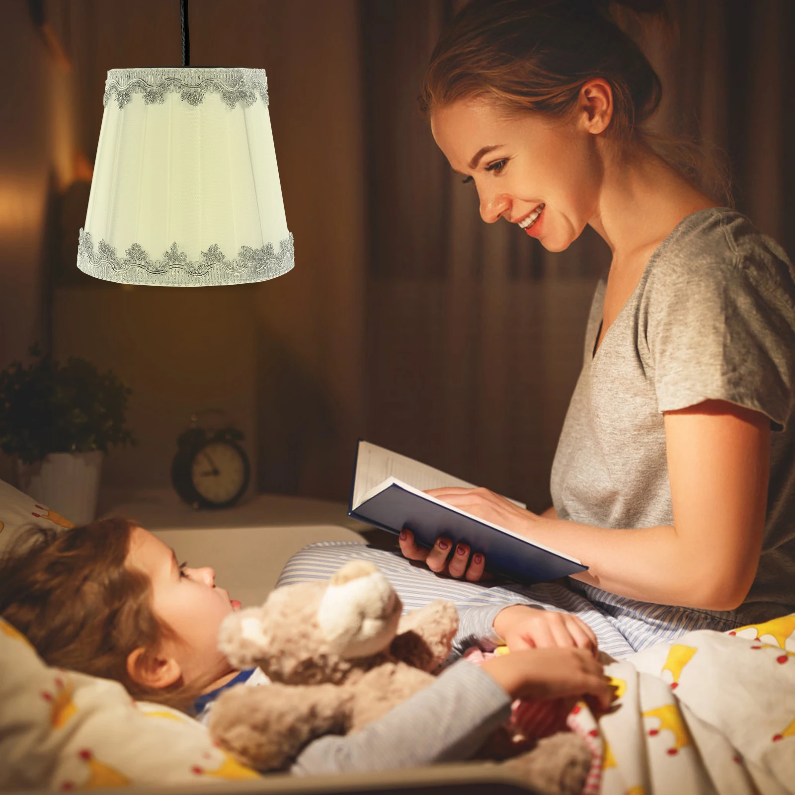 

Pleated Lampshade Dustproof Cloth Cover for Ceiling Wall Desk Lamp Shades Chandelier Accessories Vintage Style