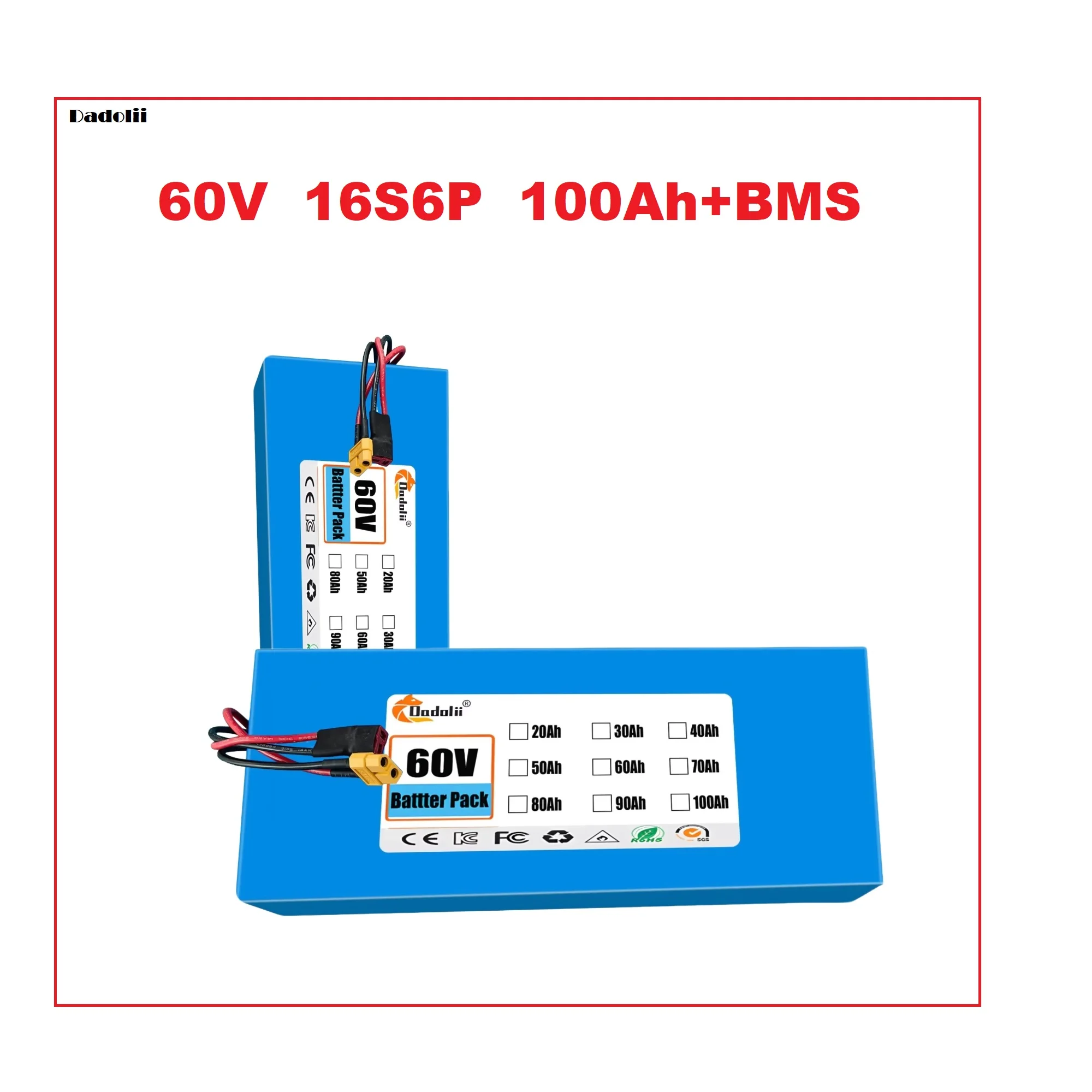 Литиевый аккумулятор для электронного велосипеда 60 В, 100 Ач, 16S6P 18650 — 2500 Вт, для электронных велосипедов и скутеров 60 В + зарядное устройство 67,2 В Литиевый аккумулятор для электронного велосипеда 60 В, 100 Ач, 16S6P 18650 — 2500 Вт, для электронных велосипедов и скутеров 60 В + зарядное устройство 67,2 В