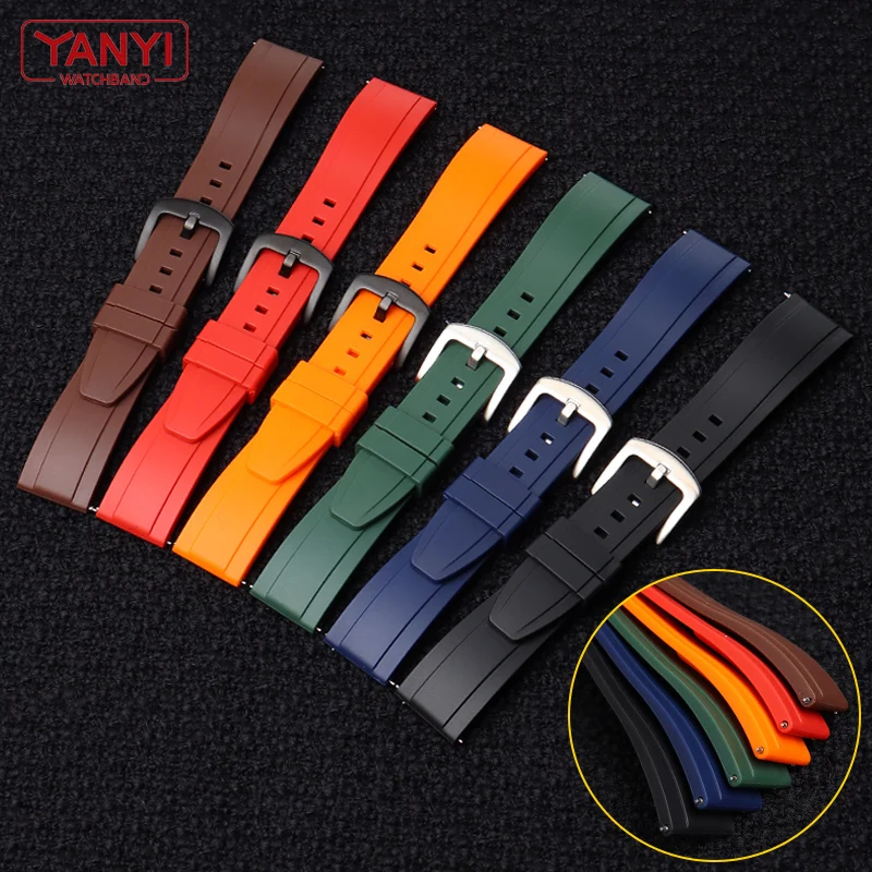 Lengthened Rubber Watchband 20mm 22mm for rolex omega seiko tissot huawei watches band quick release bar watch strap waterproof