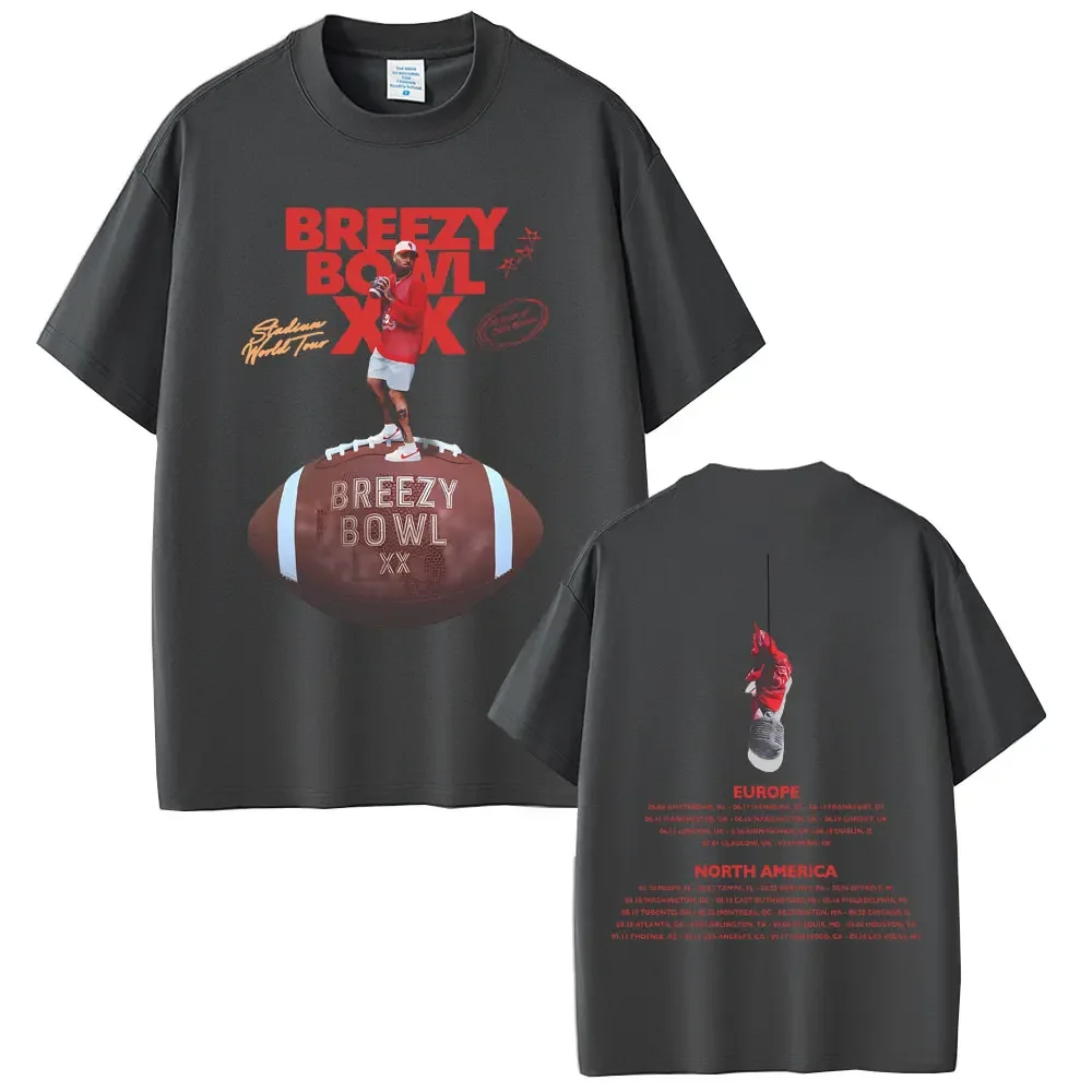Wyprzedaż Raper Chris Brown Breezy Bowl XX Tour 2025 T-shirt Męska Moda Rap Pop Muzyka Koszulka Męska Damska Hip Hop Retro T-shirty