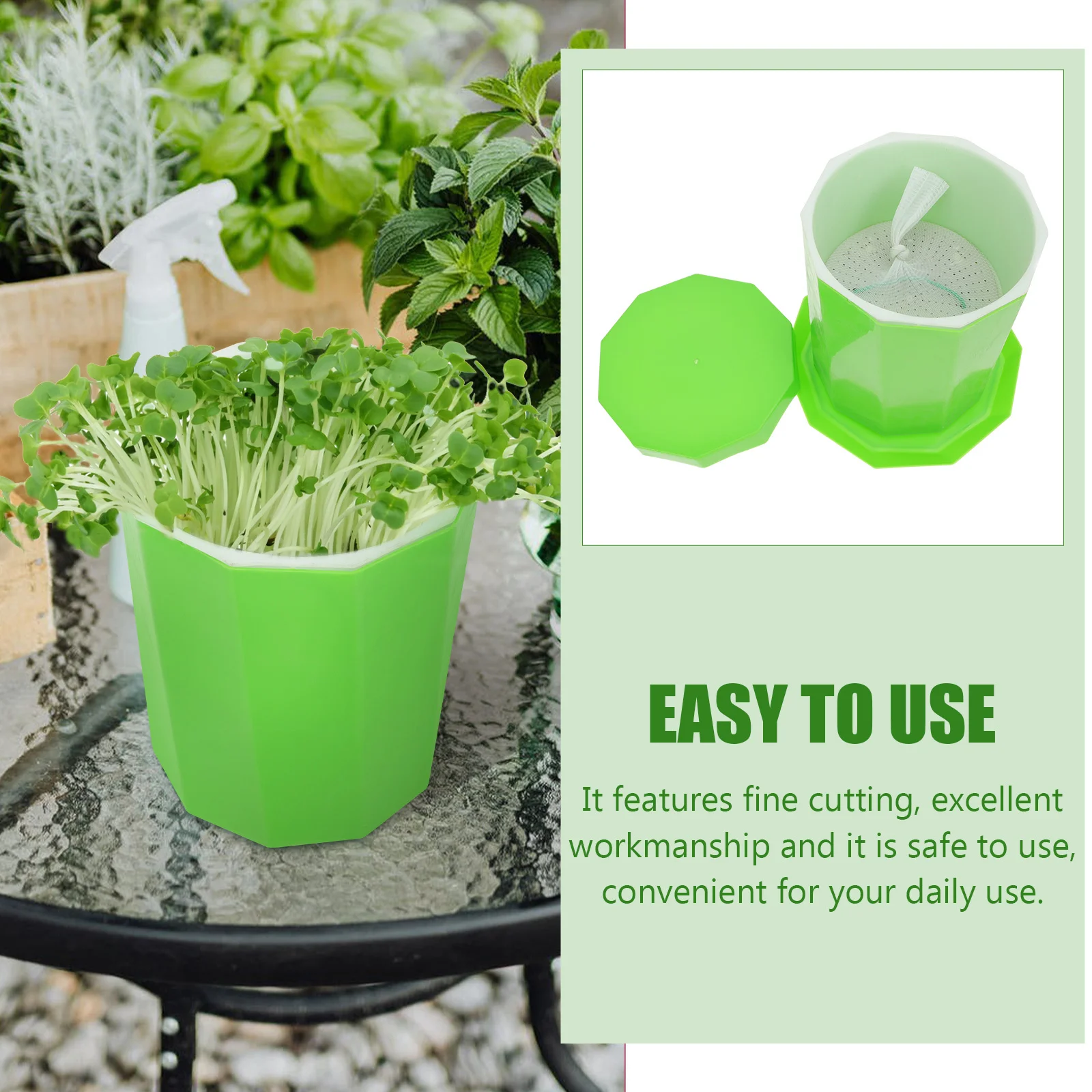 وعاء تنبت الفاصوليا البلاستيكية لزراعة بدون تربة، صناعة متقنة، تصميم قابل للتنفس، إنبات، دلو متزايد للمنزل #3