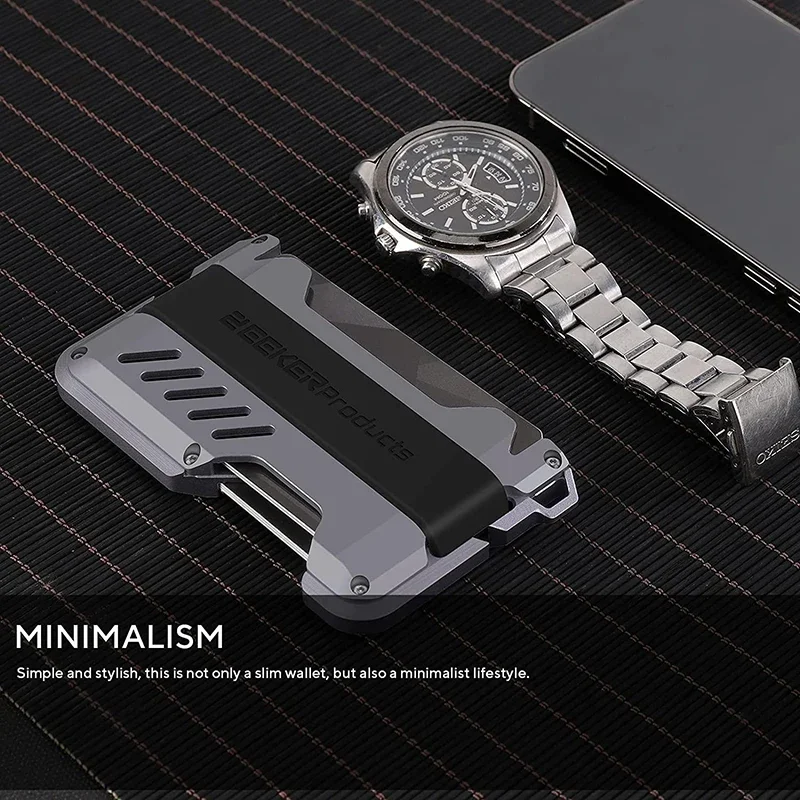 Tactical Aluminum Alloy Men's Wallet RFID Blocking Slim Credit Card Holder Minimalist Metal Wallet Hardcore EDC Gift for Men