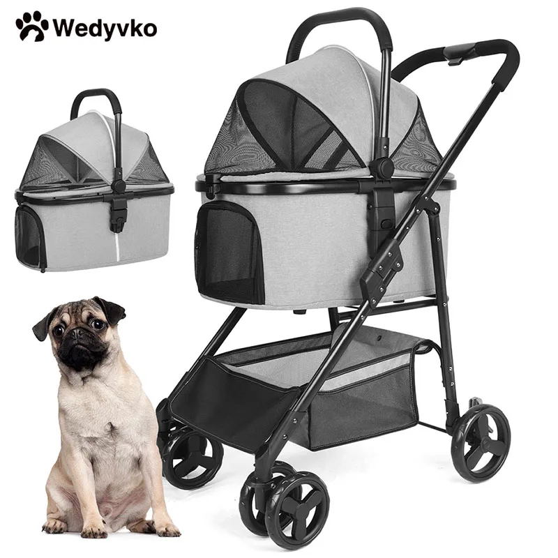 애완견 유모차 Cute Pet StrollerFoldable Pet Travel Carrier for Small/Medium Dogs Cats up to 48 lbs,Detachble Portable Pet Bag