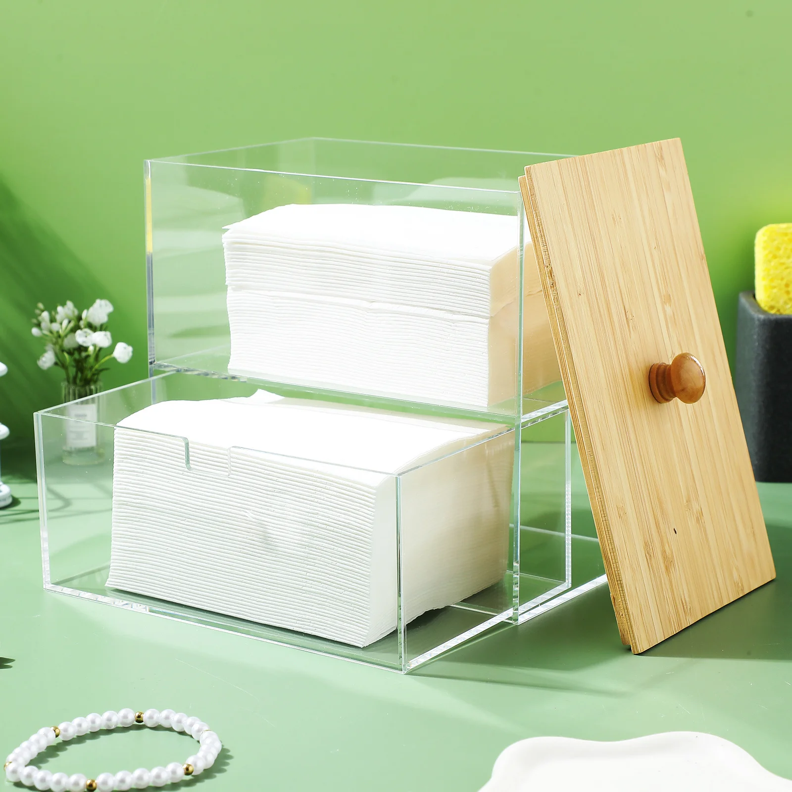 

Clear Storage Box Dual Layer Laundry Pod Container Dryer Sheet Organizer Household Storage Case Efficient Laundry Room Organizer