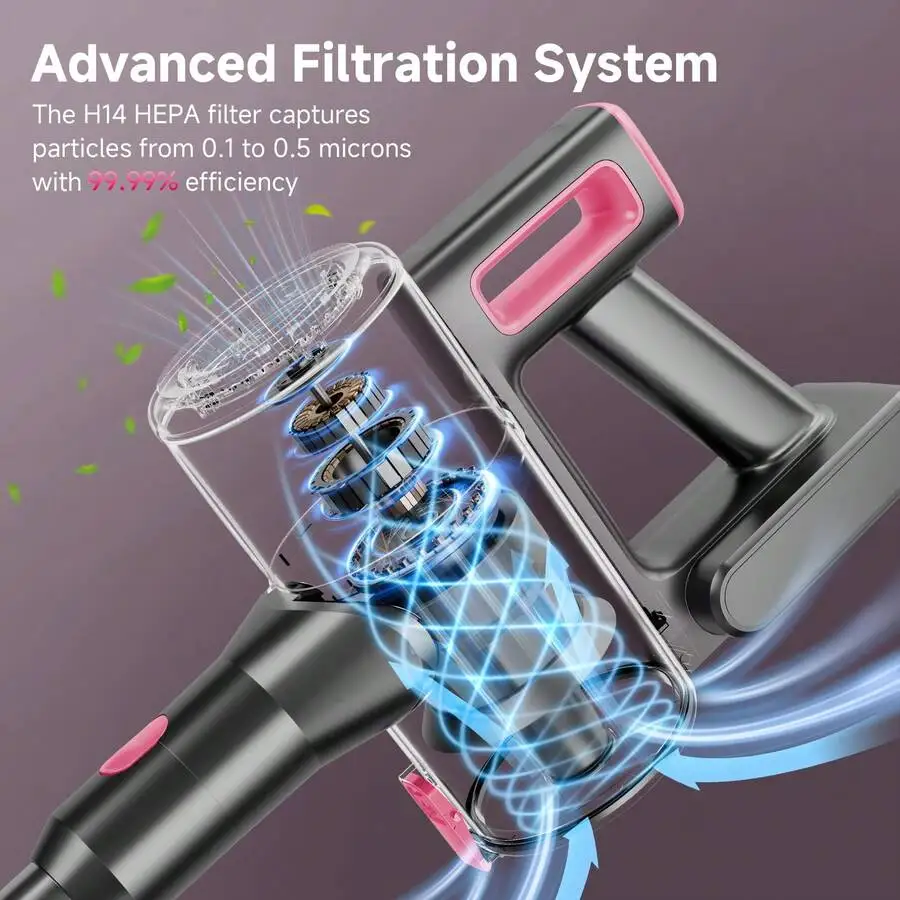 

Cordless Stick Vacuum Cleaner Lightweight 30Kpa 8 In 1 Rechargeable Handheld Vacuum Up To 45 Minutes With Wall Mount