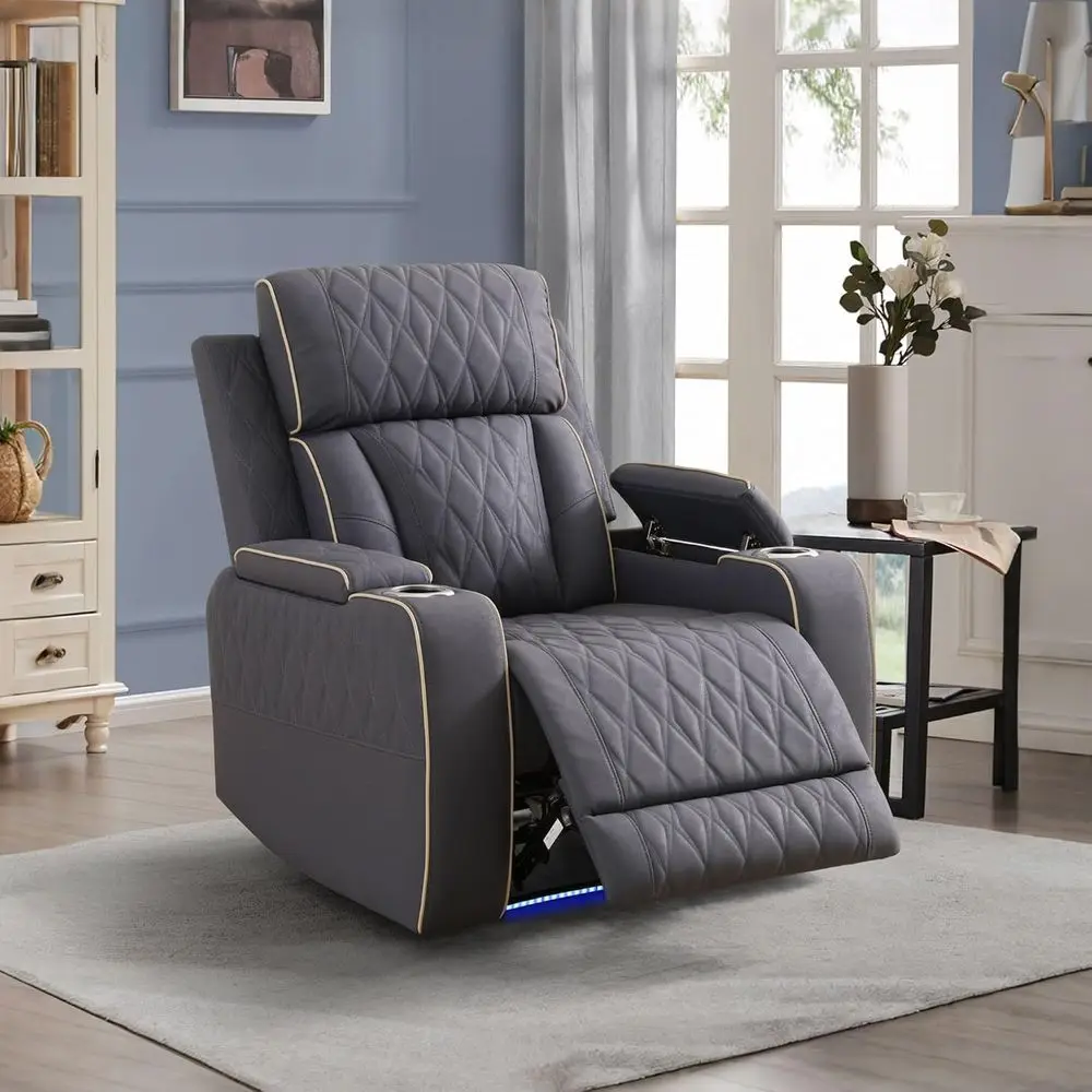 

Luxury Reclining Sofa Set with LED Lights, USB, Storage, Cup Holder, and Reader Light - Suitable for Home Theater, Apartments, R