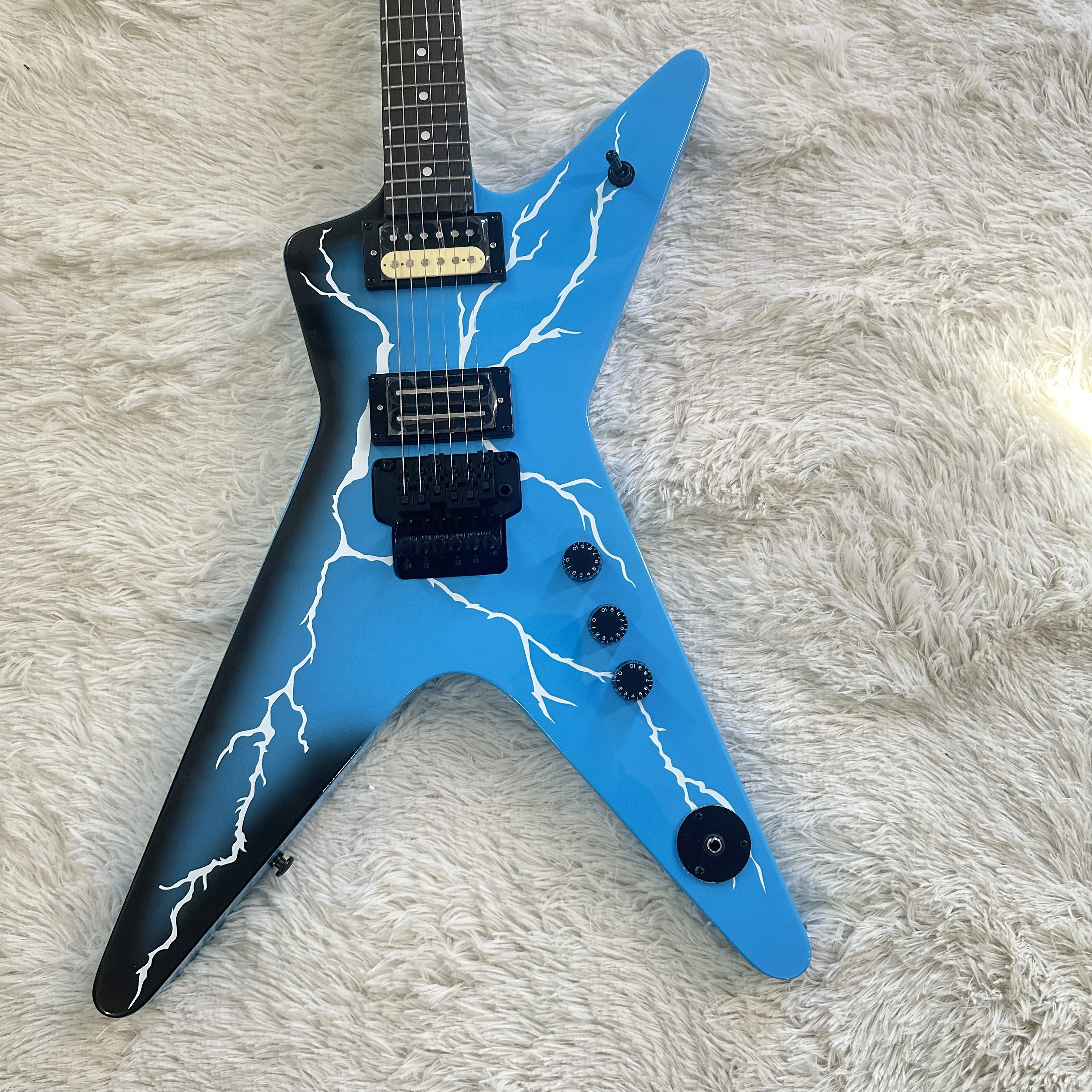 

Costom OEM 6 Strings Dimebag Darrel ML Electric Guitar Floydrose vibrato Blue Lightning Veneer Free Shipping