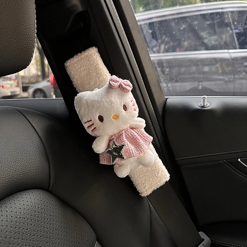 

Sanrio Hello Kitty Car Seat Belt Cover Cute Kawaii Puppy Auto Seat Belt Shoulder Pad Decoration Couple Car Interior Accessories