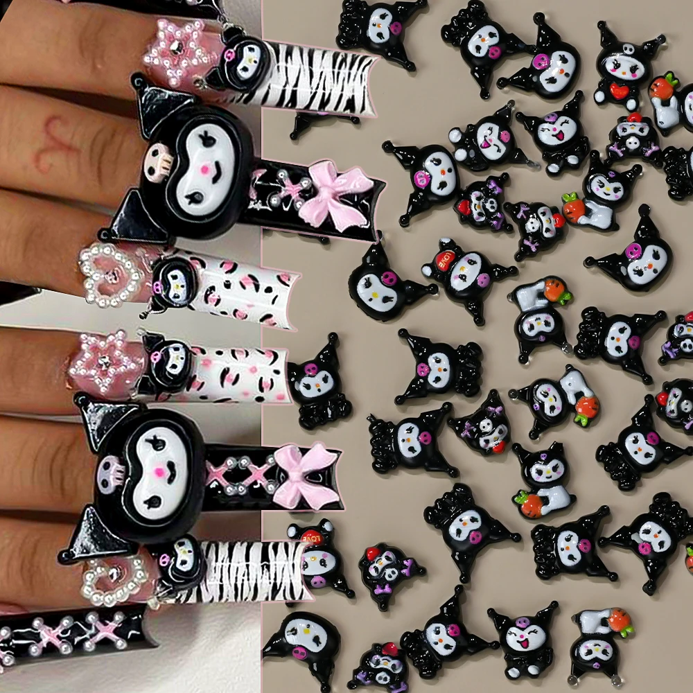 

50Pcs 3D Mixed Resin Cartoon Hello Kitty Nail Charms Flash Kuromi Cinnamoroll Cute Anime Nail Decoration DIY Manicure Suppies