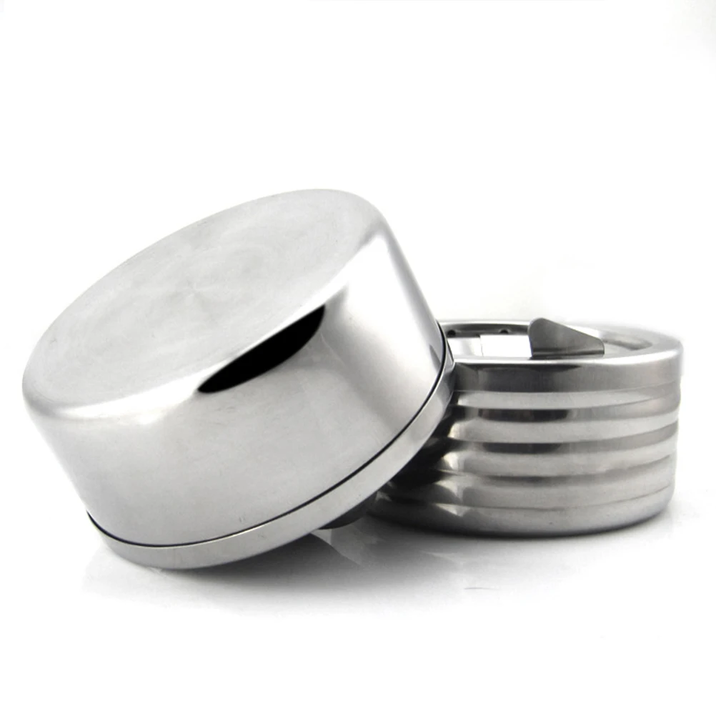 

Windproof Ashtray Stainless Steel Round Cigarette Tray Sealing Design Creative Smoking Holder Fashion Ornament