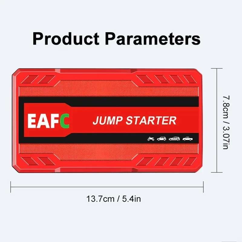 EAFC 600A Peak Car Jump Starter Power Bank, tragbarer 12-V-Batterieladegerät-Booster mit USB-Anschluss und SOS-LED-Licht – Detail 18