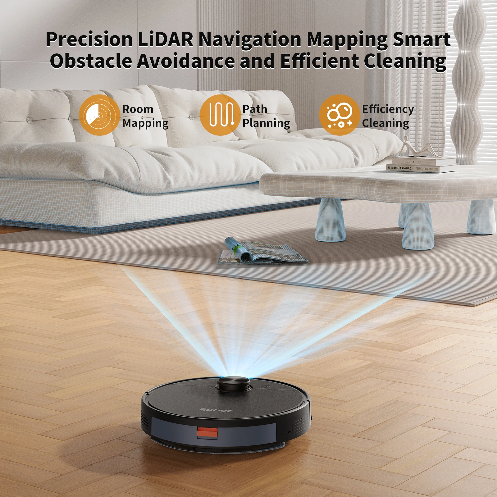 Chuboor Robot Vacuum Cleaner 4800Pa and Mop Robot, LiDAR Navigation, Vacuum Cleaner Robot with App 150 Minutes Running Time
