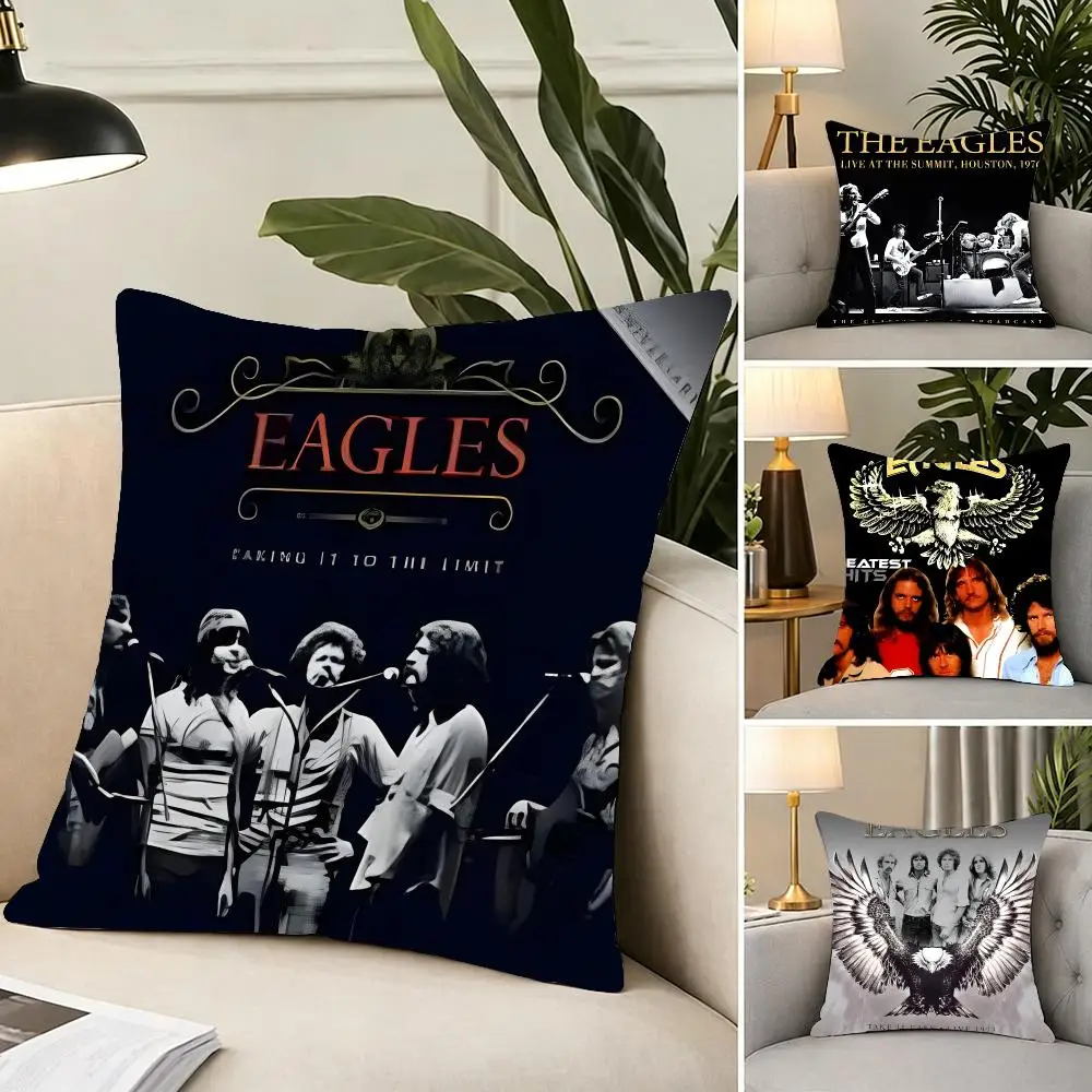 Rock Band T-The Eagles Cushion Cover Portable floor cushion for travel Yoga Minimalist text 2way tricot