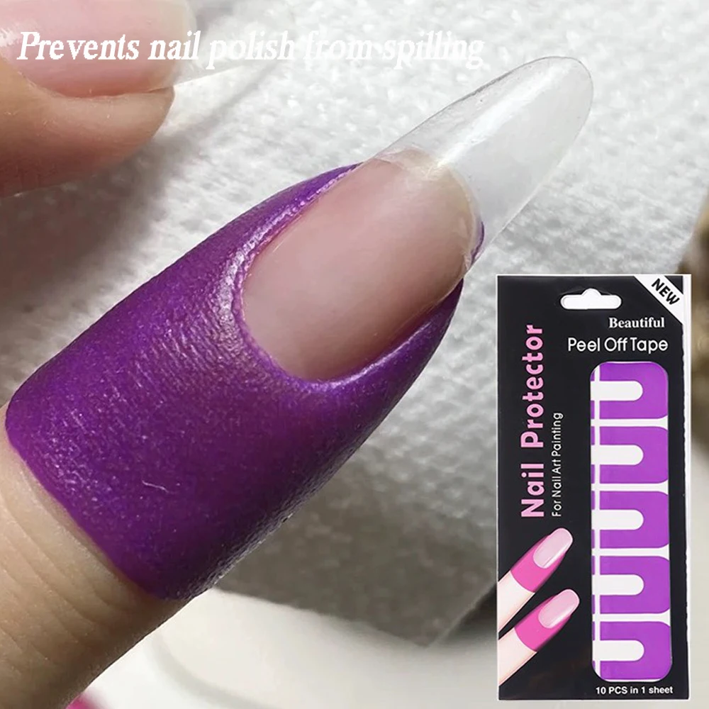 Pegatinas protectoras de esmalte de uñas en forma de U, cinta suave desechable antidesbordamiento, herramientas de manicura DIY para mujeres y niñas