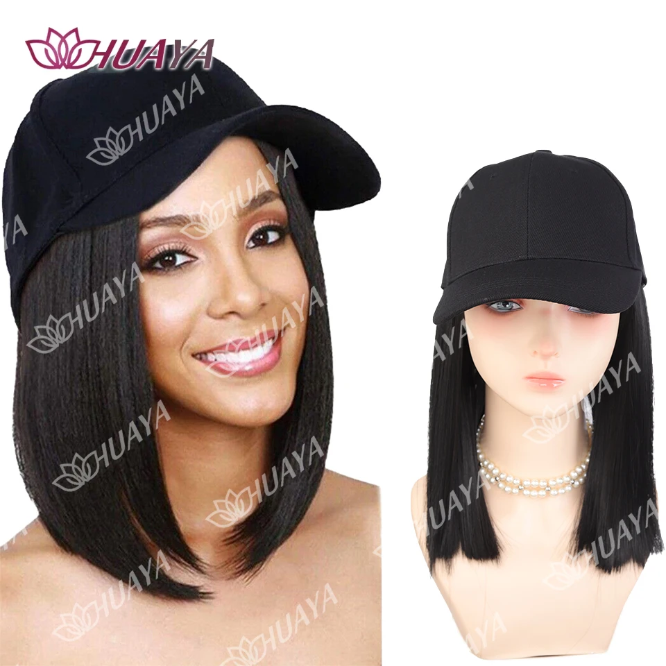 

HUAYA Synthetic Baseball Cap Wig Long Straight Wig Adjustable And Comfortable Suitable For Women's Daily Use