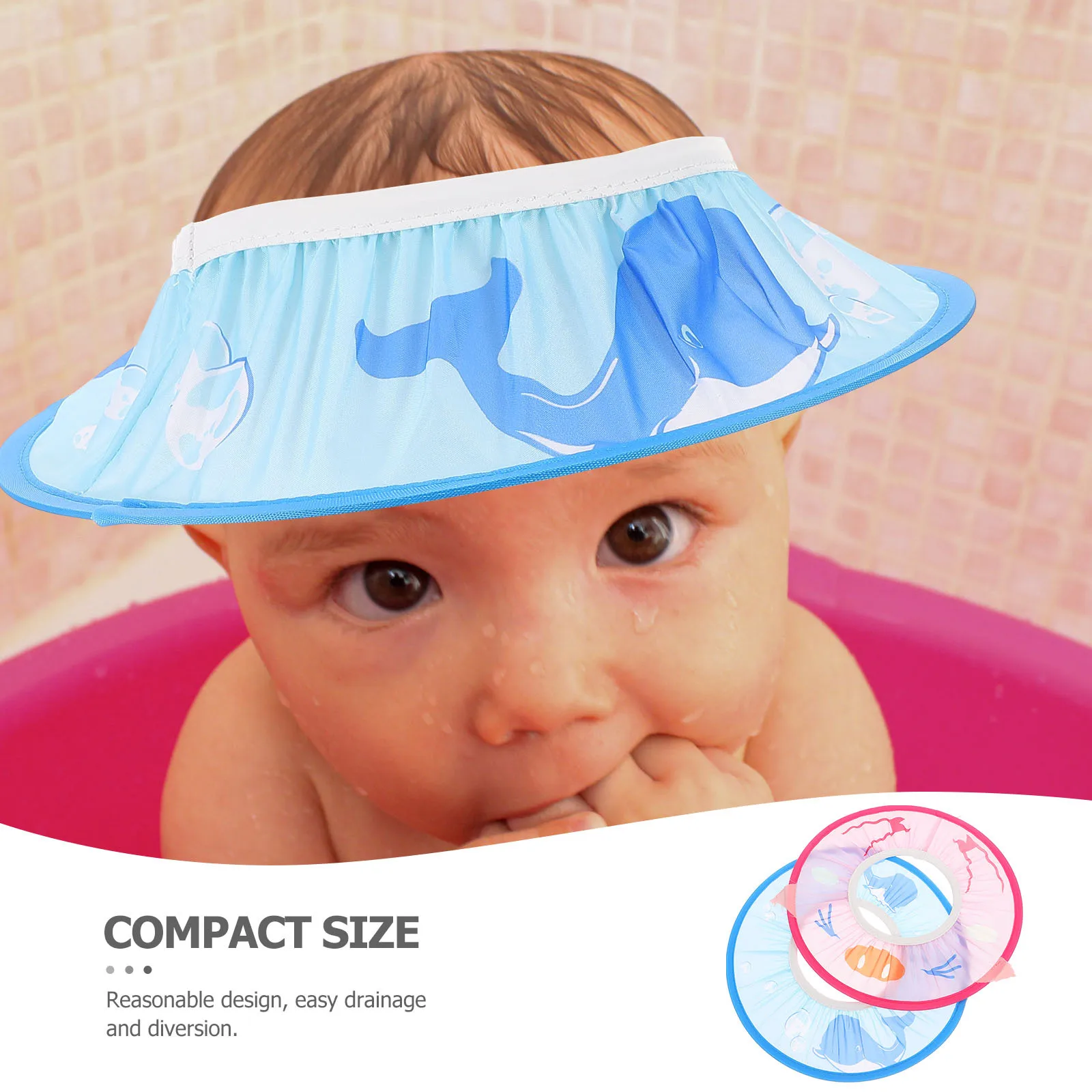 

2Pcs Baby Shower Waterproof Bath Caps Kids Ear Protector Hair Washing Experience Baby Shower Bath Caps